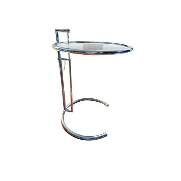 Tavolino regolabile Eileen Gray acciaio e cristallo, Alivar image