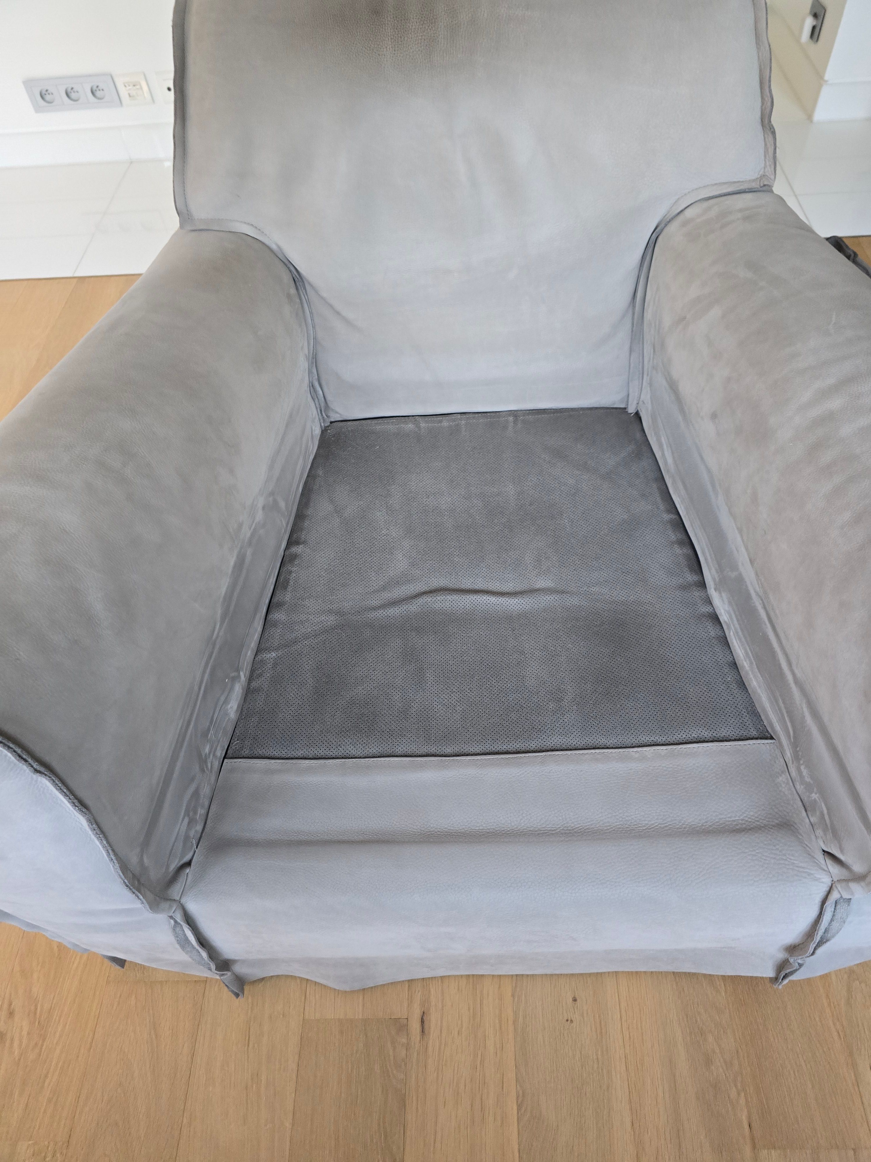 Light Grey Nubuck Armchair Cover by Paola Navone Defects