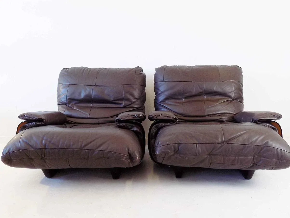 2er Set Sessel Marsala aus Leder (Braun) 8
