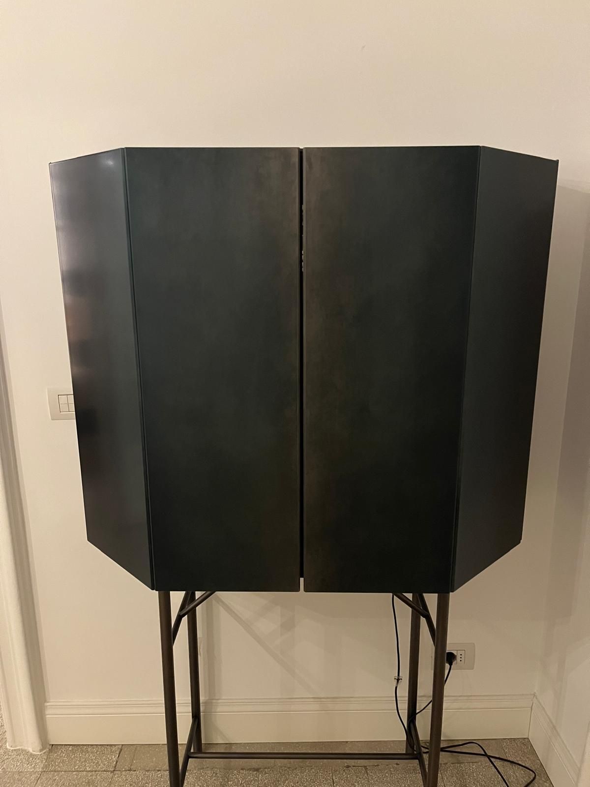 Misty Venice Black Ash Wood Lacquered Bar Cabinet Brand