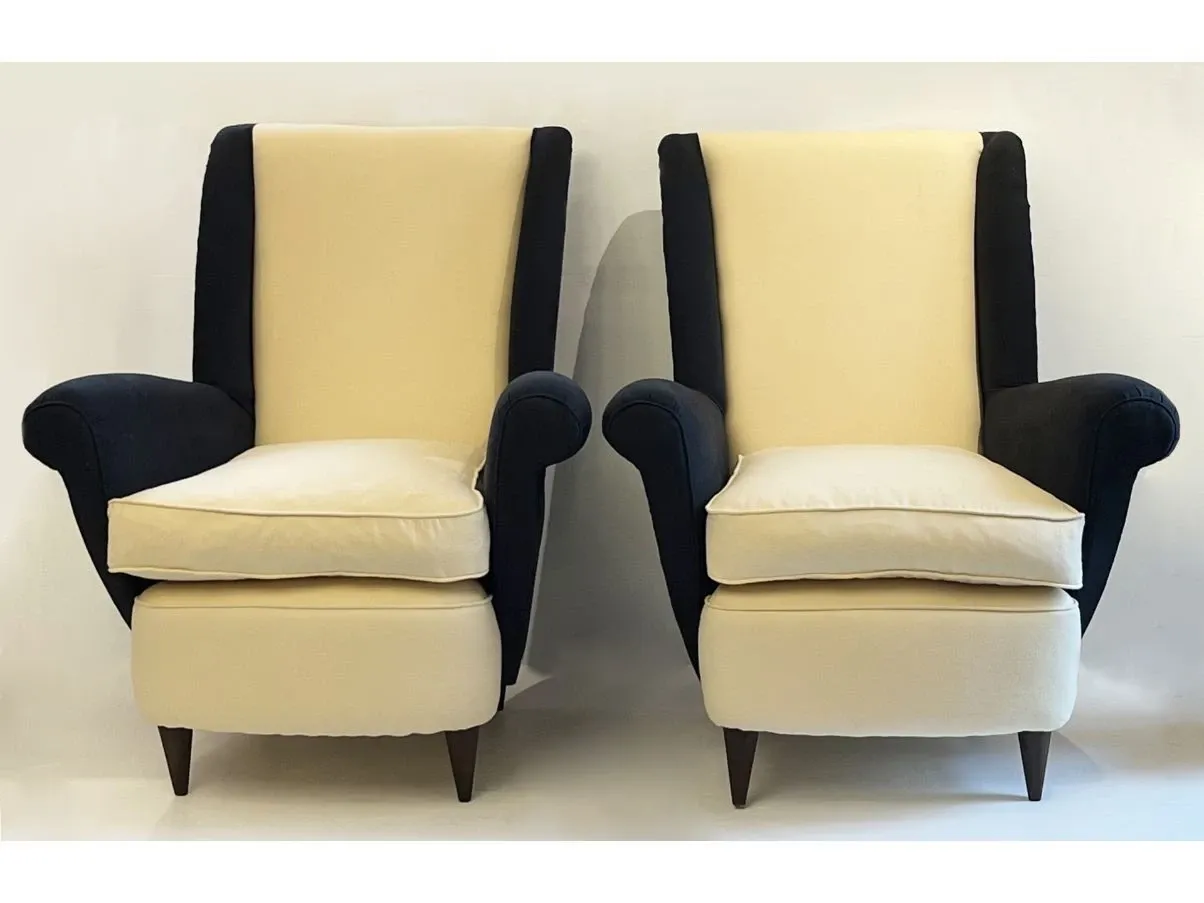 Set 2 poltrone in velluto bicolore (anni '50), 1
