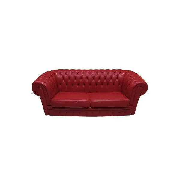 Chesterfield Sofa 3-Sitzer aus Leder (rot) 