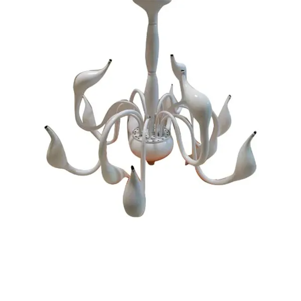 Kronleuchter 12-flammig im Cigno-Design aus Metall (weiß) 1
