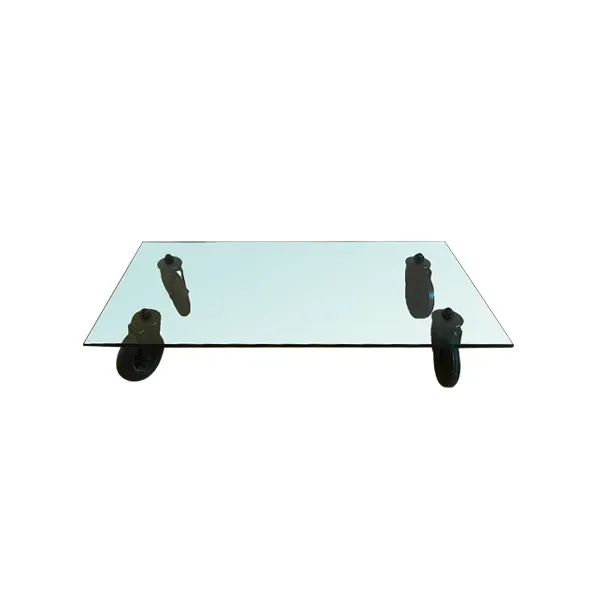 Table with wheels by Gae Aulenti in ground glass, FontanaArte image