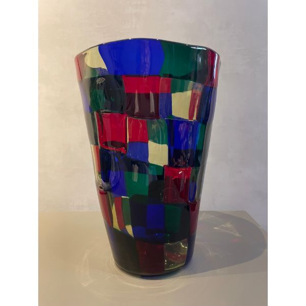 Vaso Pezzato serie Parigi in vetro di Murano di Fulvio Bianconi, Venini image