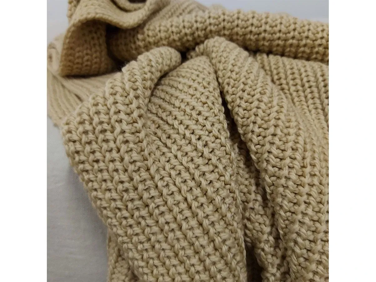 Plaid Emotion con lavorazione tricot (beige), Ivano Redaelli 5