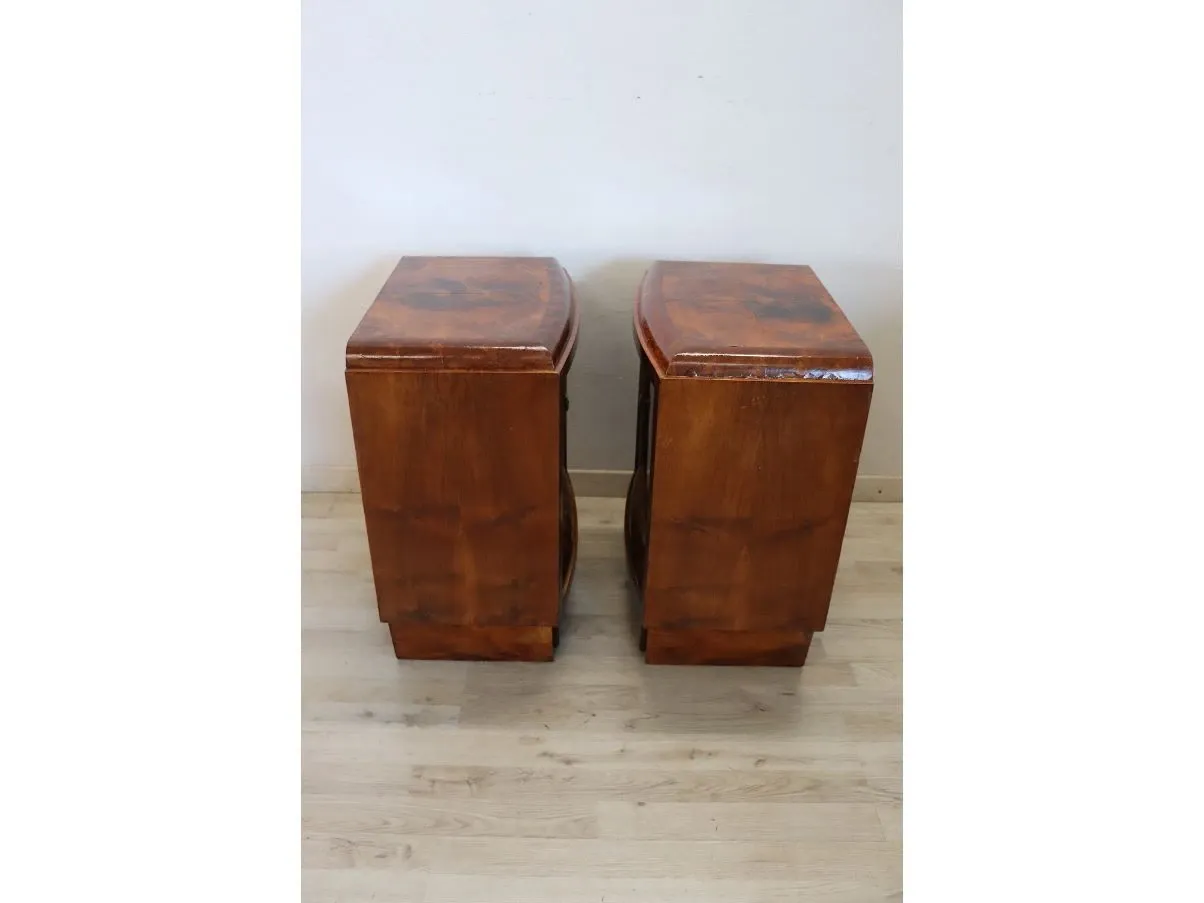 Set of 2 vintage wooden bedside tables 6