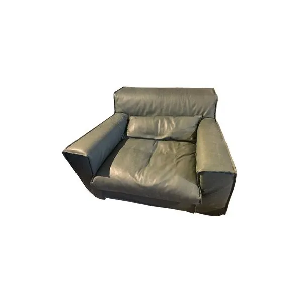 Green leather armchair by Paola Navone, Baxter 
