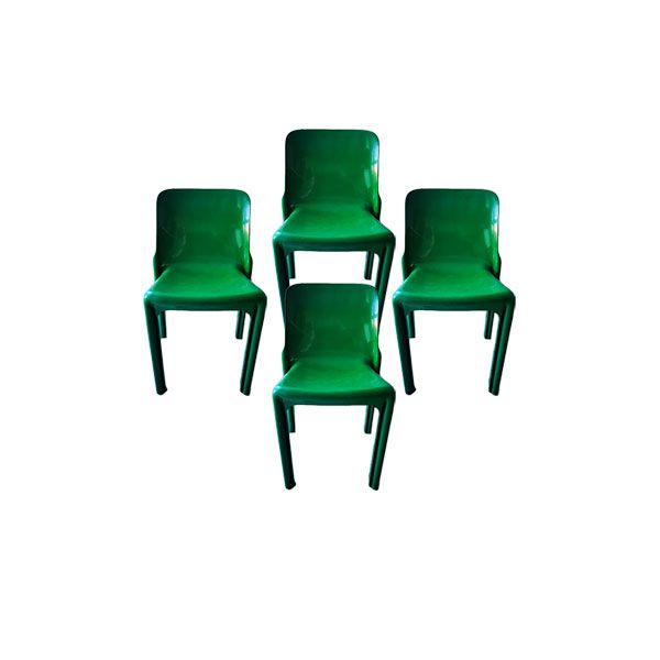 Set of 4 vintage Selene chairs by Magistretti (green), Artemide image