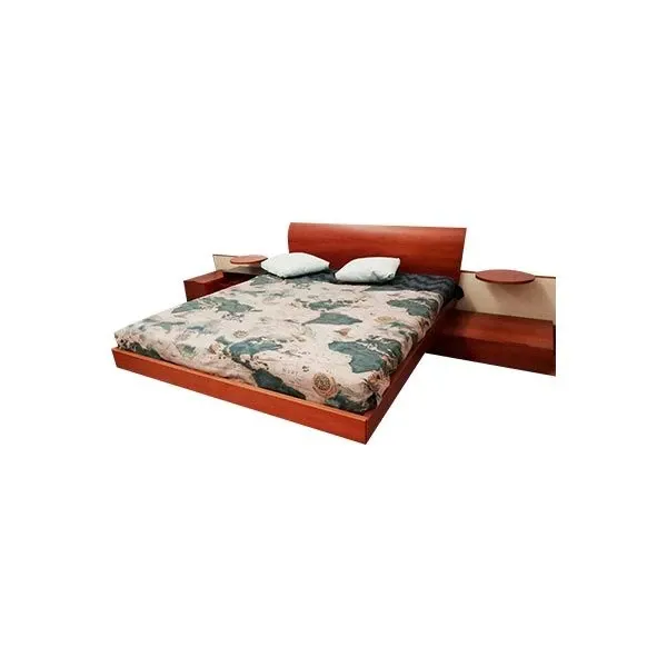 Schlafzimmer Set Doppelbett mit Bettumrandung und Nachttischen aus Holz in Lila 