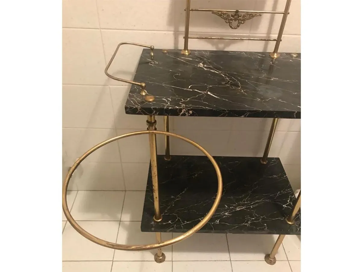 Vintage dressing table with mirror in brass and black marble ( &#39;900) 2