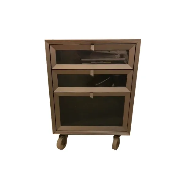 Pandora chest of drawers in aluminum with wheels and drawers, Driade image