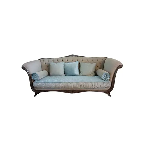 Scilla 4 seater sofa in rust effect wood and fabric image