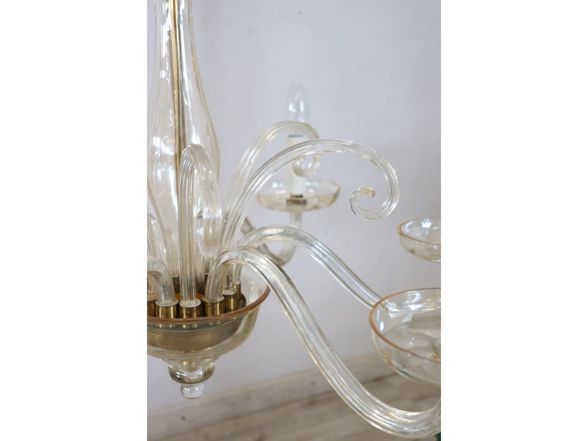 Vintage 6-light Murano glass chandelier (1980s) 5