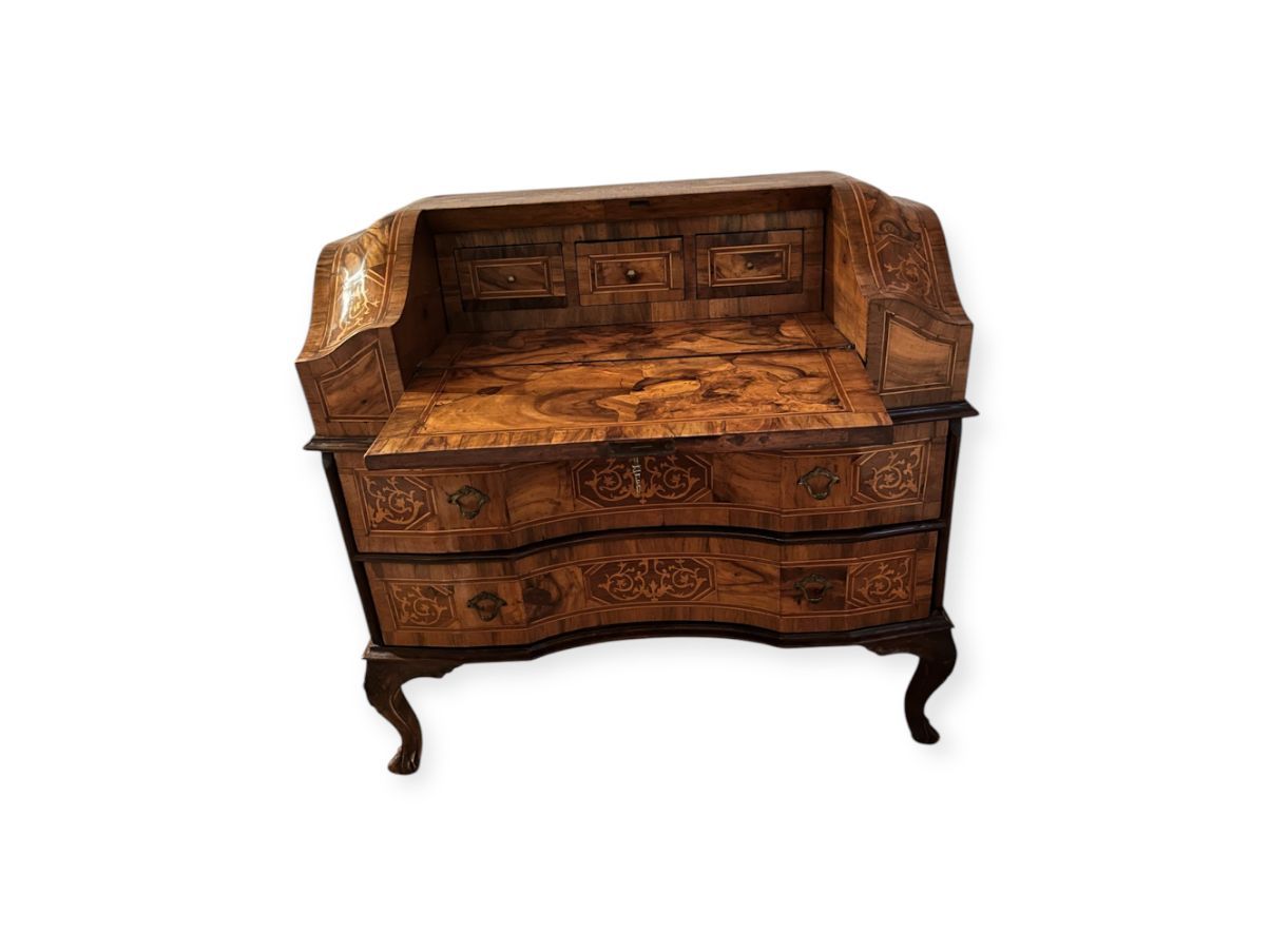 Secrétaire/mobile contenitore intarsiato (anni '40), Front