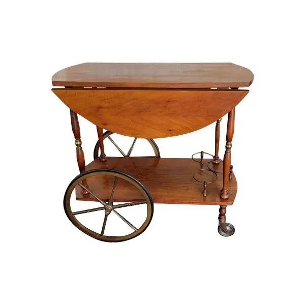 Carrello vintage in legno con piano pieghevole, image