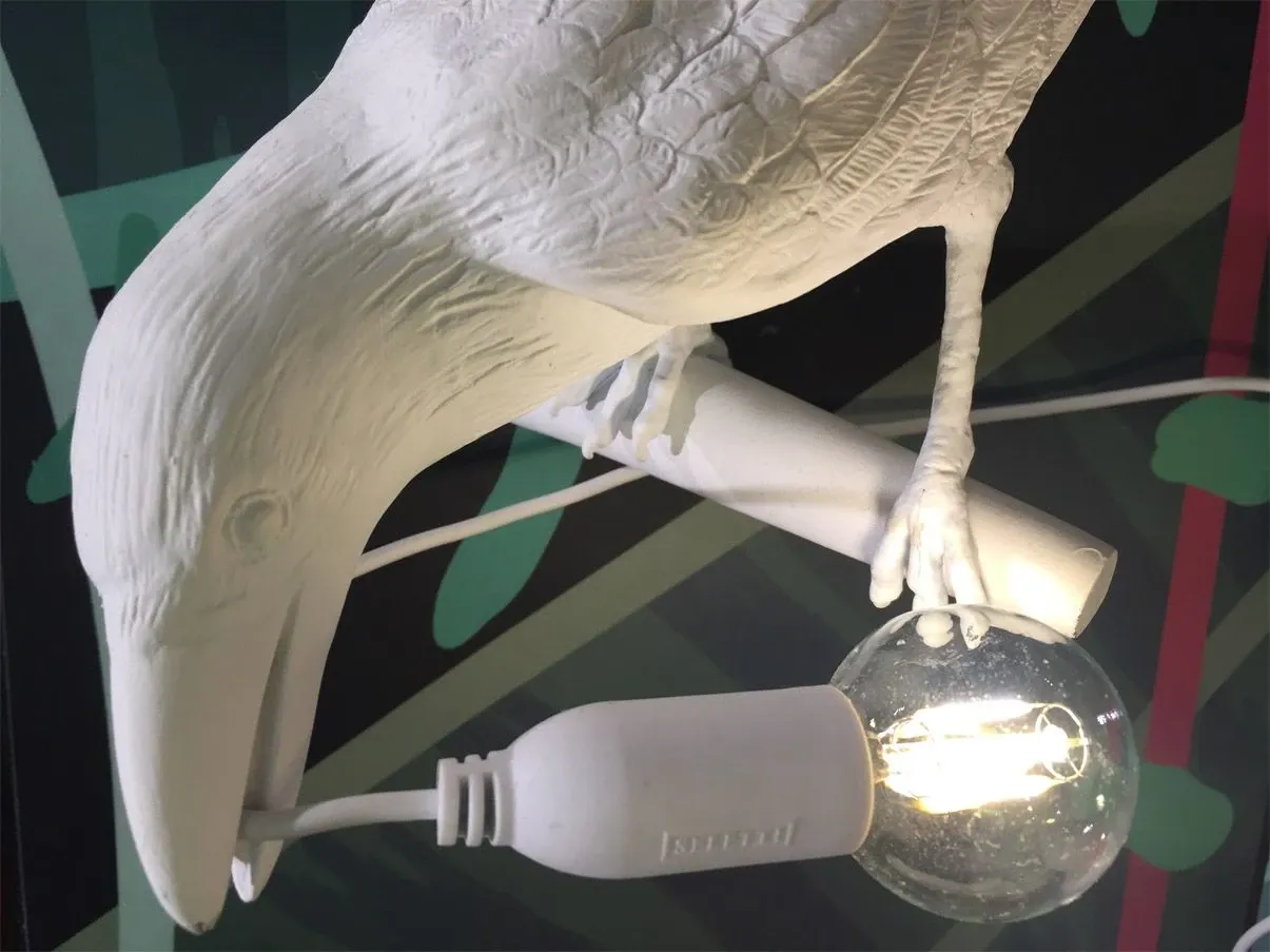 Bird Lamp White Looking Left (outdoor) 3