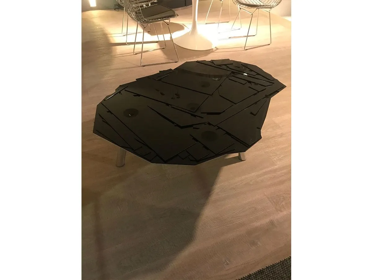 Brasilia polygonal coffee table in steel and methacrylate (black), Edra 1