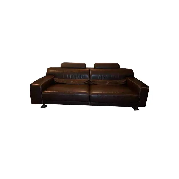 Enigme 3-seater sofa in leather (brown), Roche Bobois image