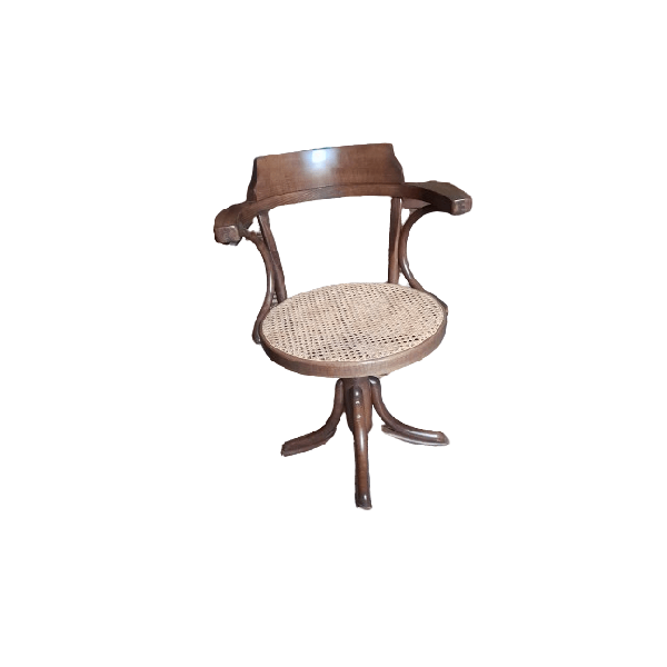 B5503 swivel armchair with steam-bent beech structure and Vienna straw seat, Italcomma image