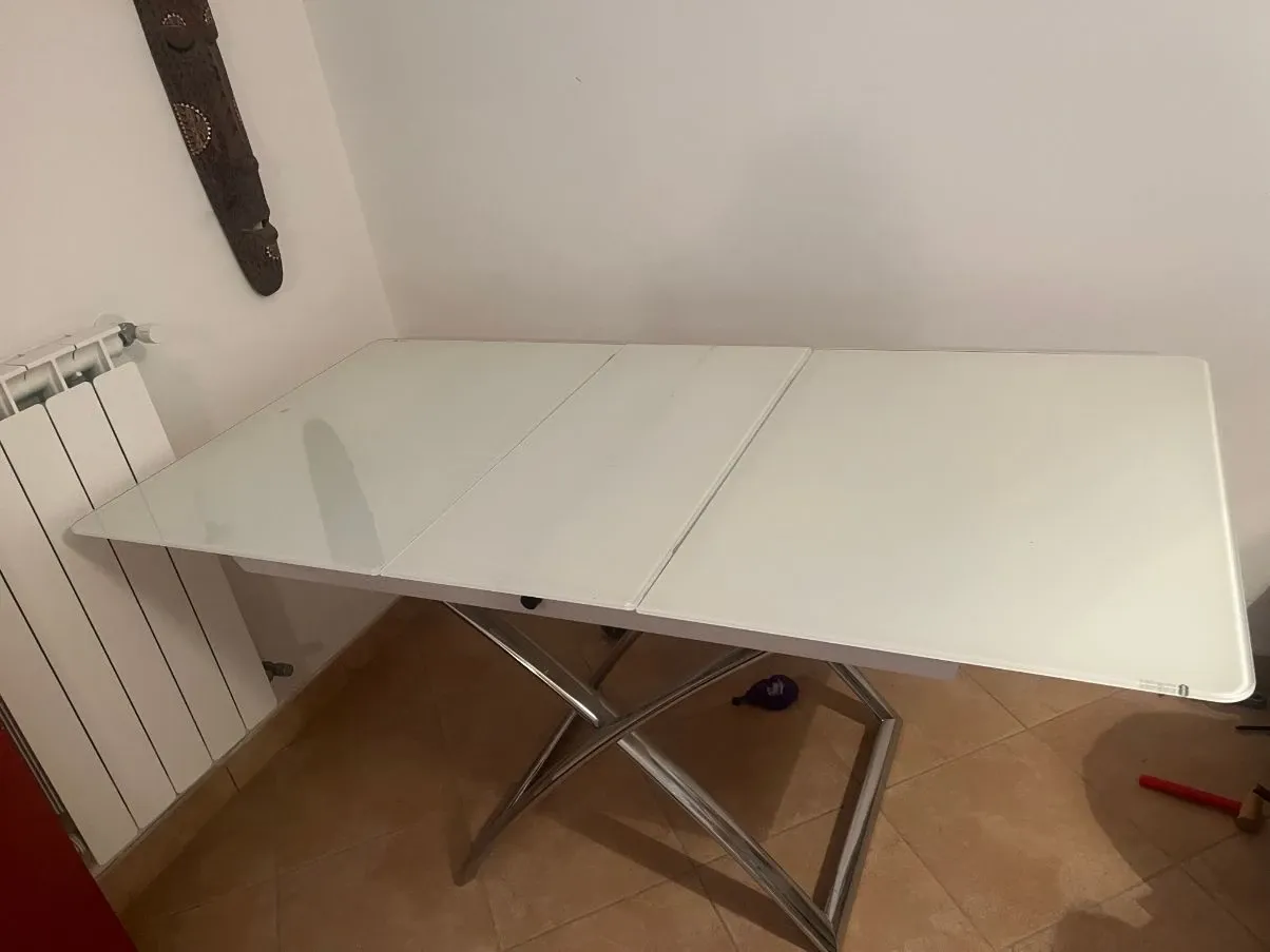 Tavolo rettangolare in vetro e acciaio, Calligaris 6