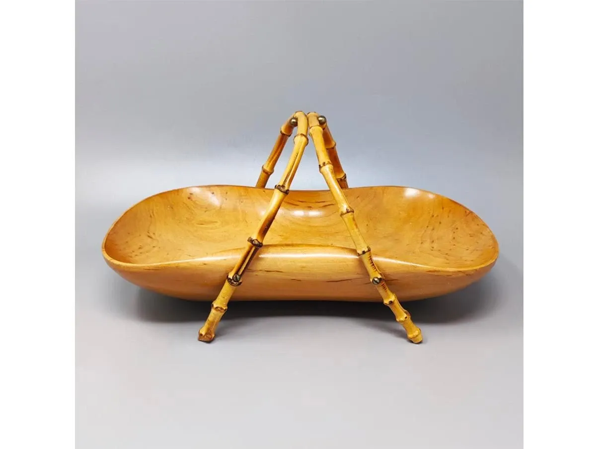 Vintage bamboo tray by Aldo Tura for Macabo, Italy 1960s