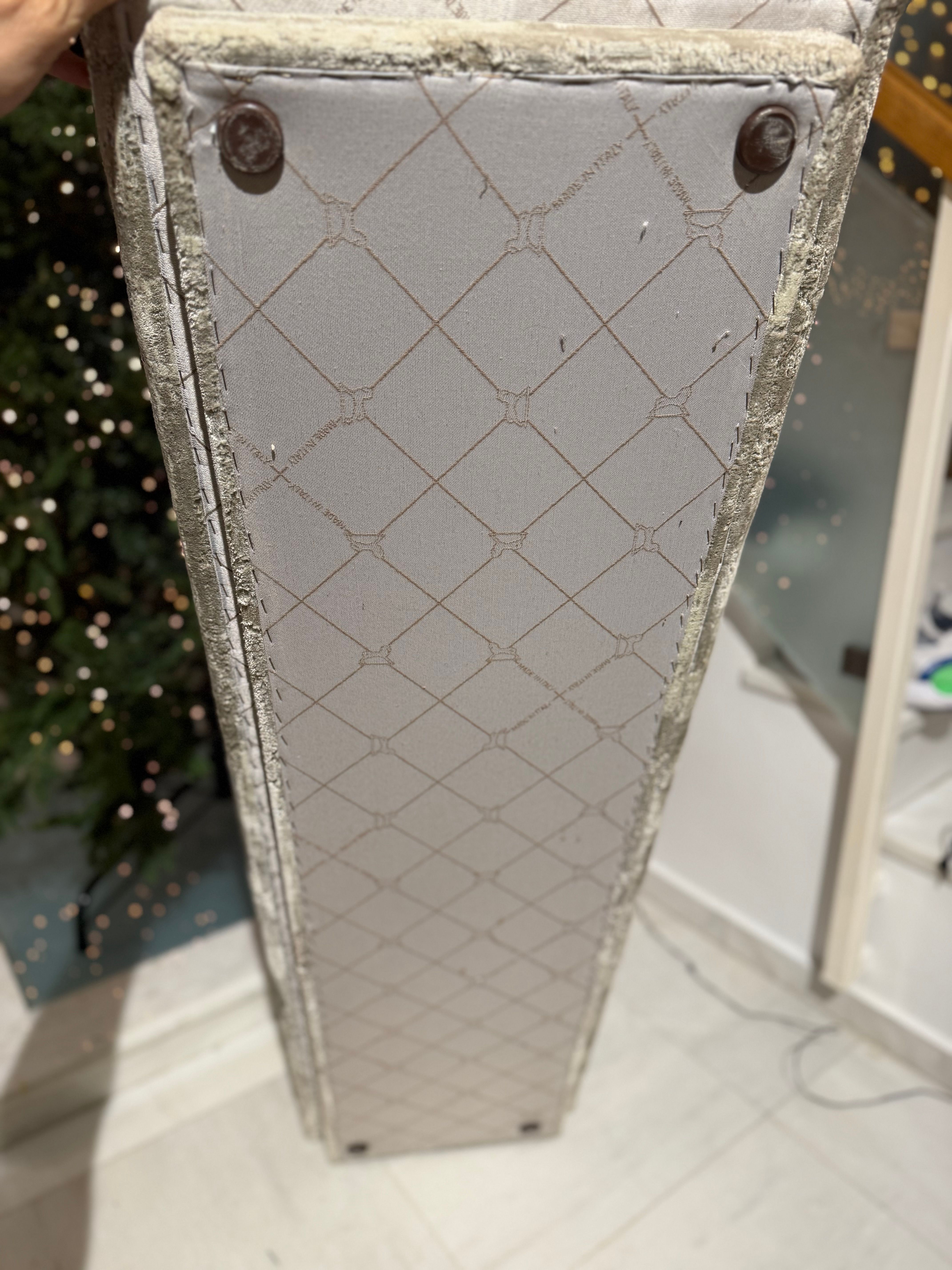 Beige Velvet Hiro Ottoman Side