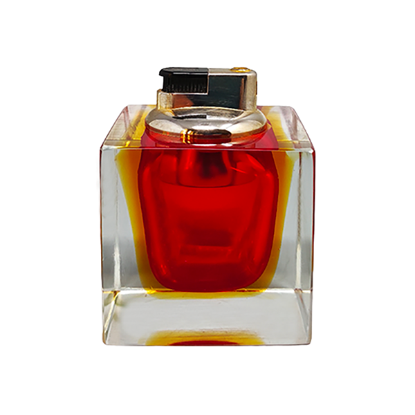 Vintage table lighter in red Murano glass (1960s), Seguso image