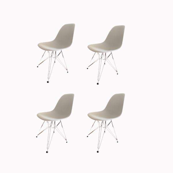 Set of 4 DSR chairs in white with chrome base by Charles & Ray Eames, Vitra image