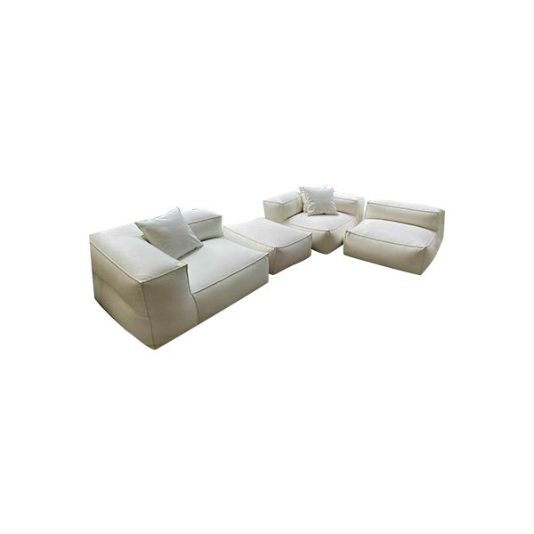 Set divano componibile e pouf Mediterraneo (bianco), Gart