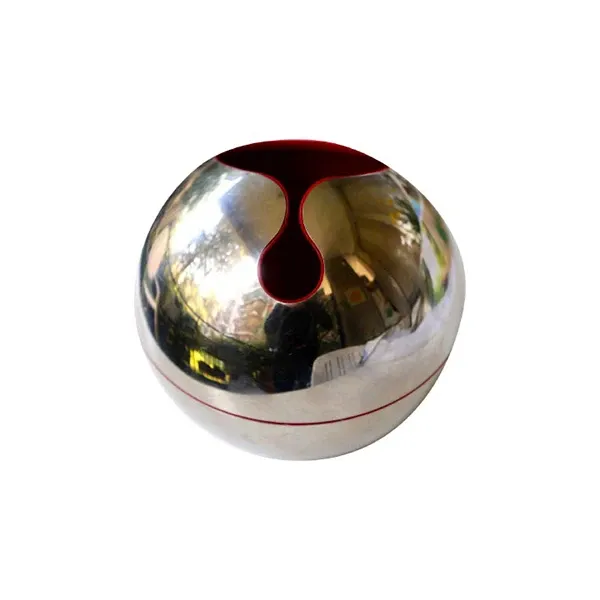 Sphere vase by Giò Pomodoro in stainless steel, Alessi image