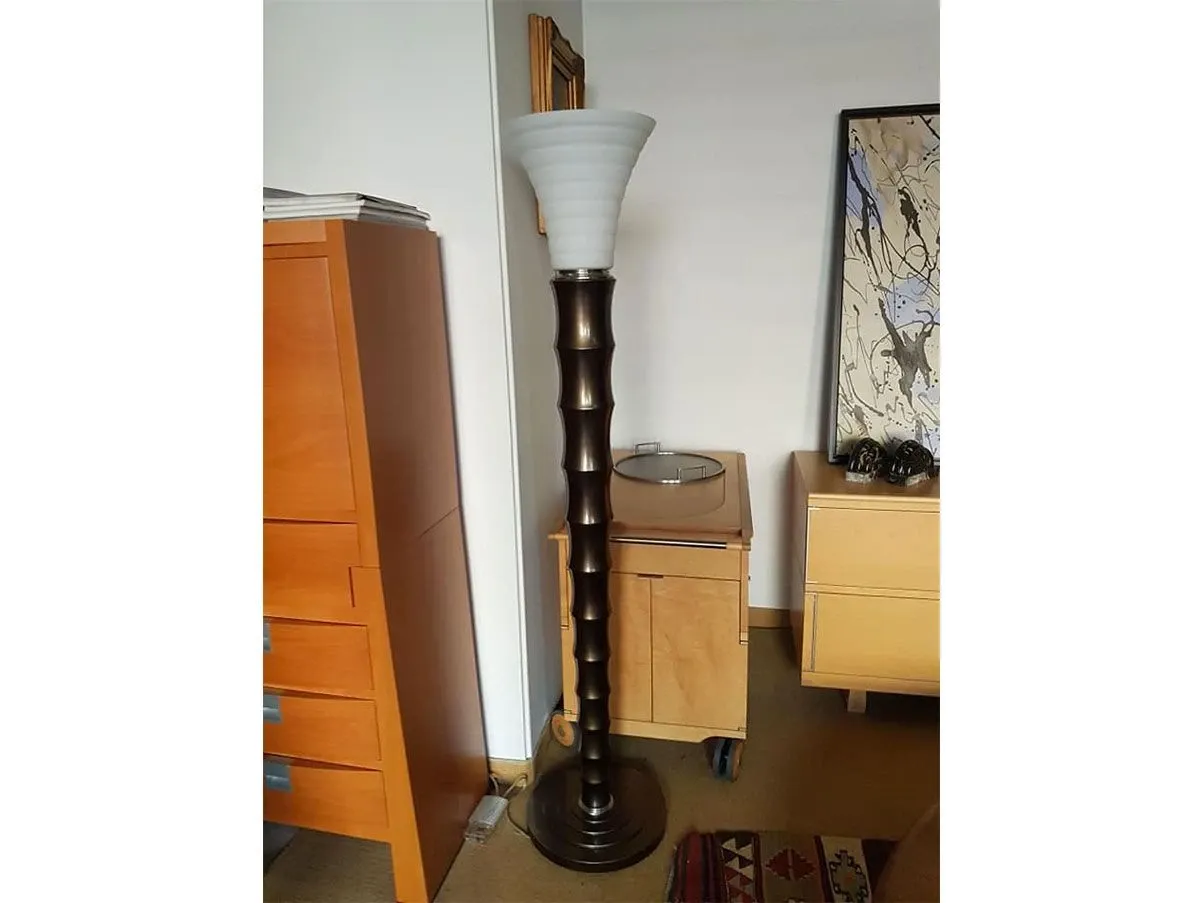 Lampada da terra Palmus legno e vetro di Murano, Giorgetti 4