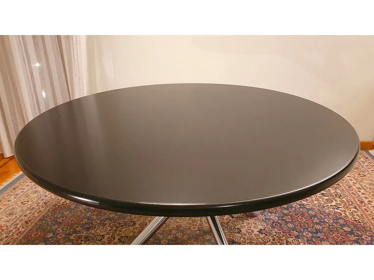 Tavolo rotondo Nodo con piano in legno laccato (nero), 6