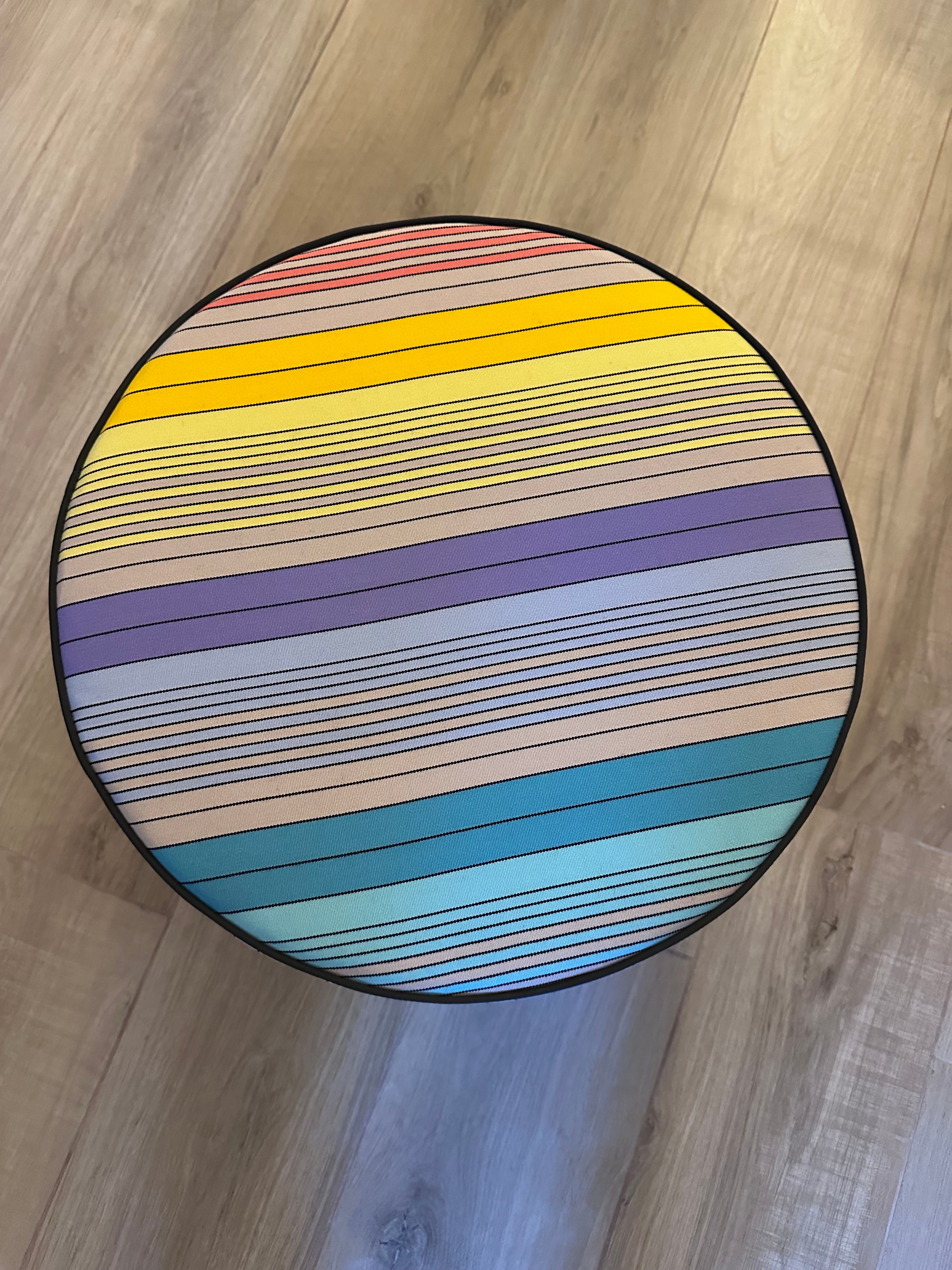 Multicolor Cotton Fabric Ottoman Pouf Front
