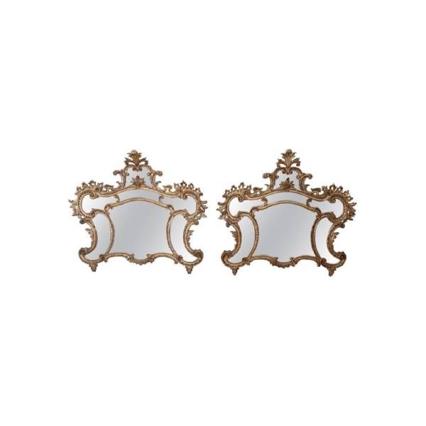 Set of 2 vintage mirrors in gilded wood ('900), image