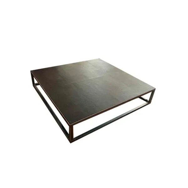 Trinity coffee table in metal and leather (brown), Baxter image