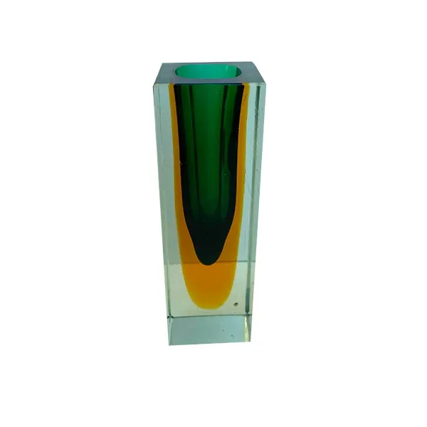 Vintage Murano submerged green glass vase,  image