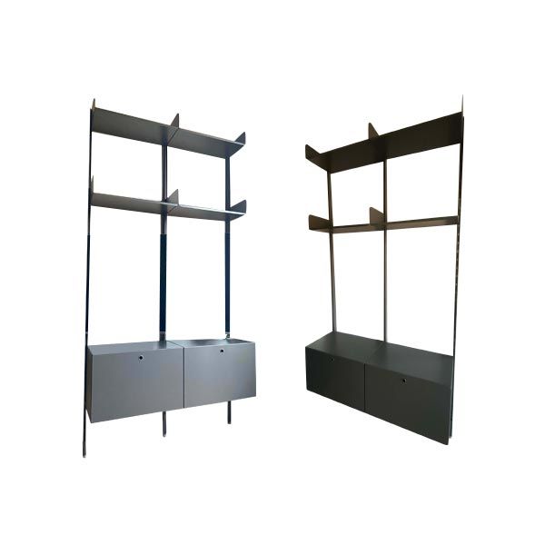 Set of 2 modular bookcases in gray metal, Kriptonite image