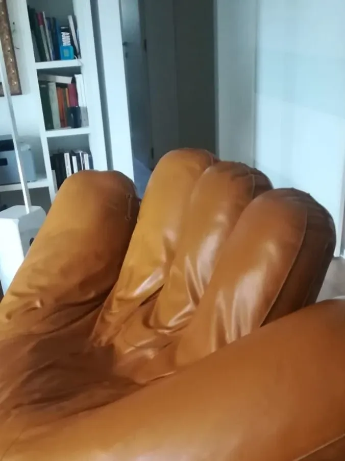Iconic armchair Joe in brown leather (1970s), Poltronova 4