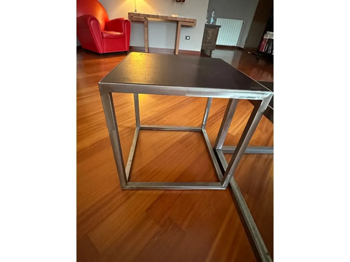 Square coffee table in steel, Baxter 2