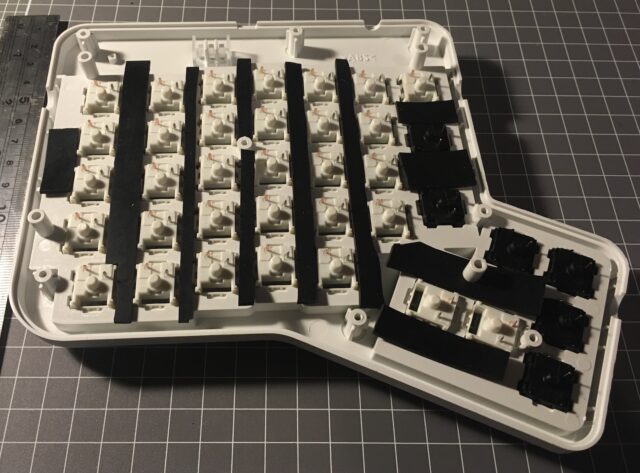 photo of Ergodox EZ top case with neoprene rubber strips