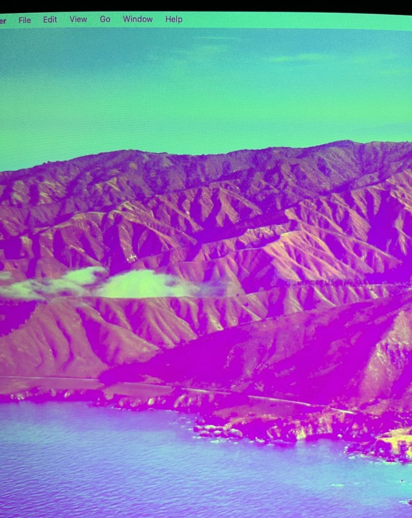 photo of Big Sur wallpaper with bad colour encoding