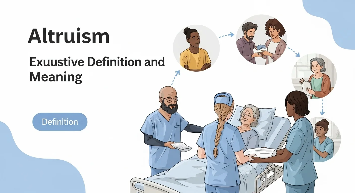 Explicación visual de qué significa y qué quiere decir Altruismo, mostrando una cadena de personas ayudándose.