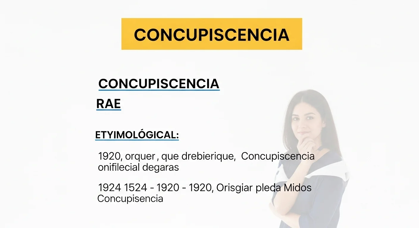 Infografía que muestra la definición de Concupiscencia según la RAE y su etimología