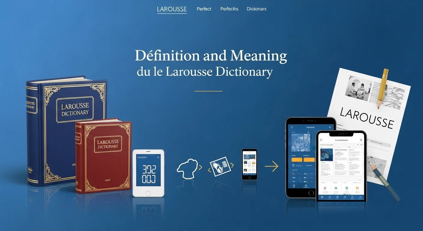 Explicación visual de qué significa y qué quiere decir Diccionario Larousse, mostrando su evolución desde el papel hasta lo digital.