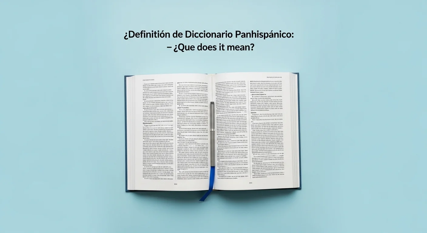 Explicación visual de qué significa y qué quiere decir Diccionario Panhispánico, mostrando un libro abierto con dudas lingüísticas.