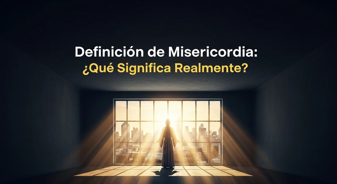 Explicación visual de qué significa y qué quiere decir Misericordia, mostrando el perdón y la compasión.