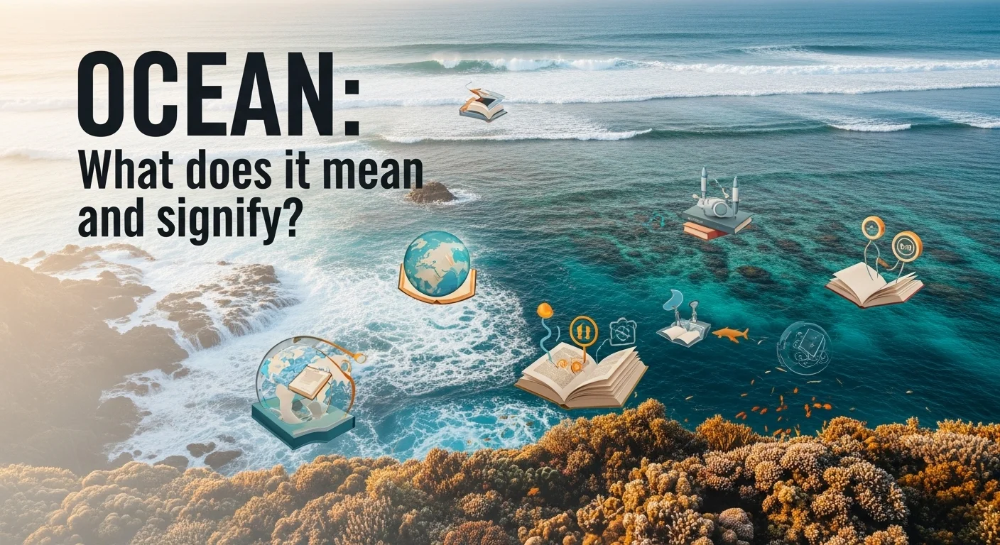 Explicación visual de qué significa y qué quiere decir Océano, mostrando la conexión entre el mar y el conocimiento.