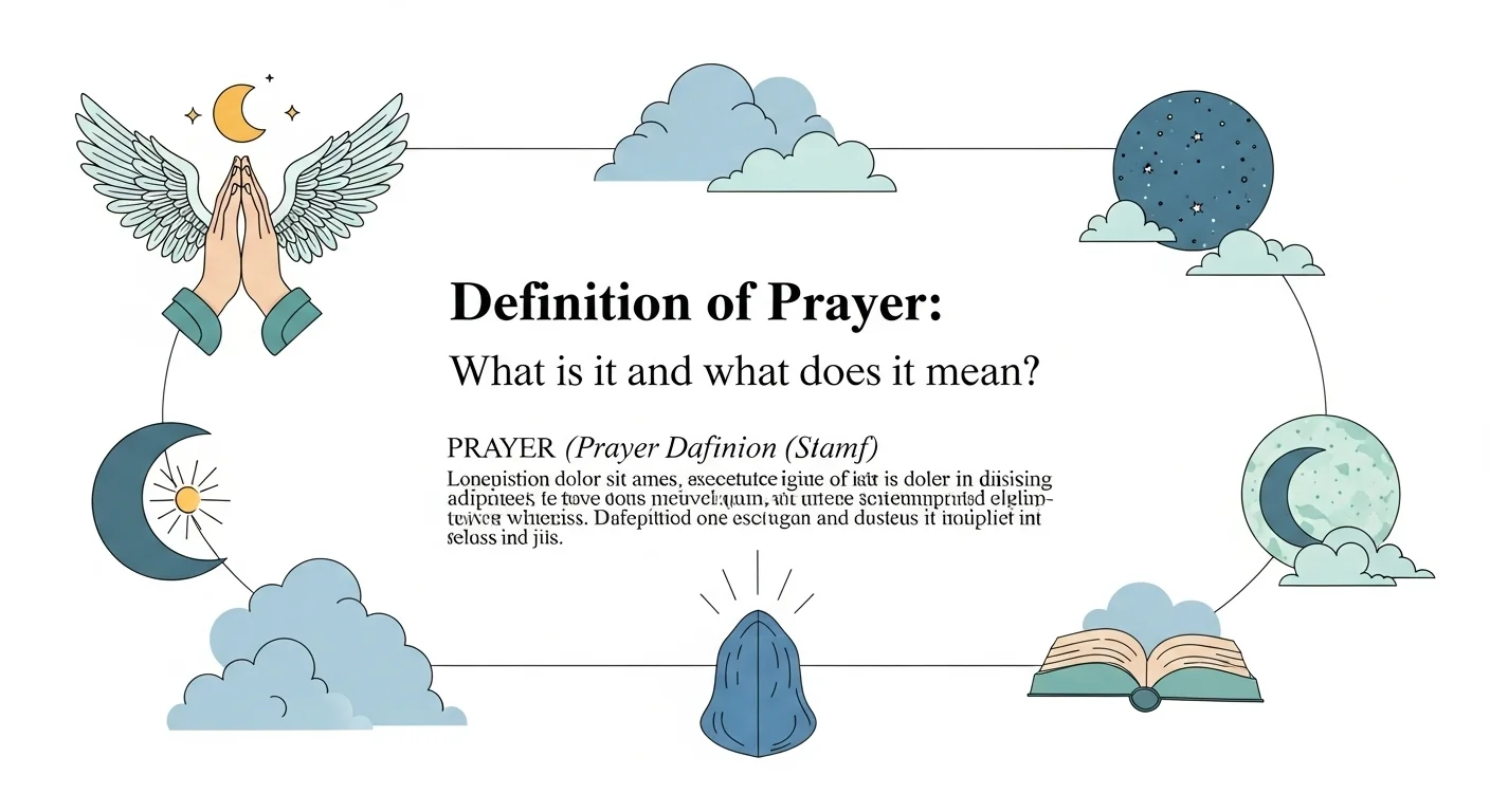 Imagen que muestra la definición y significado de Oración, con elementos gráficos de lenguaje y espiritualidad.