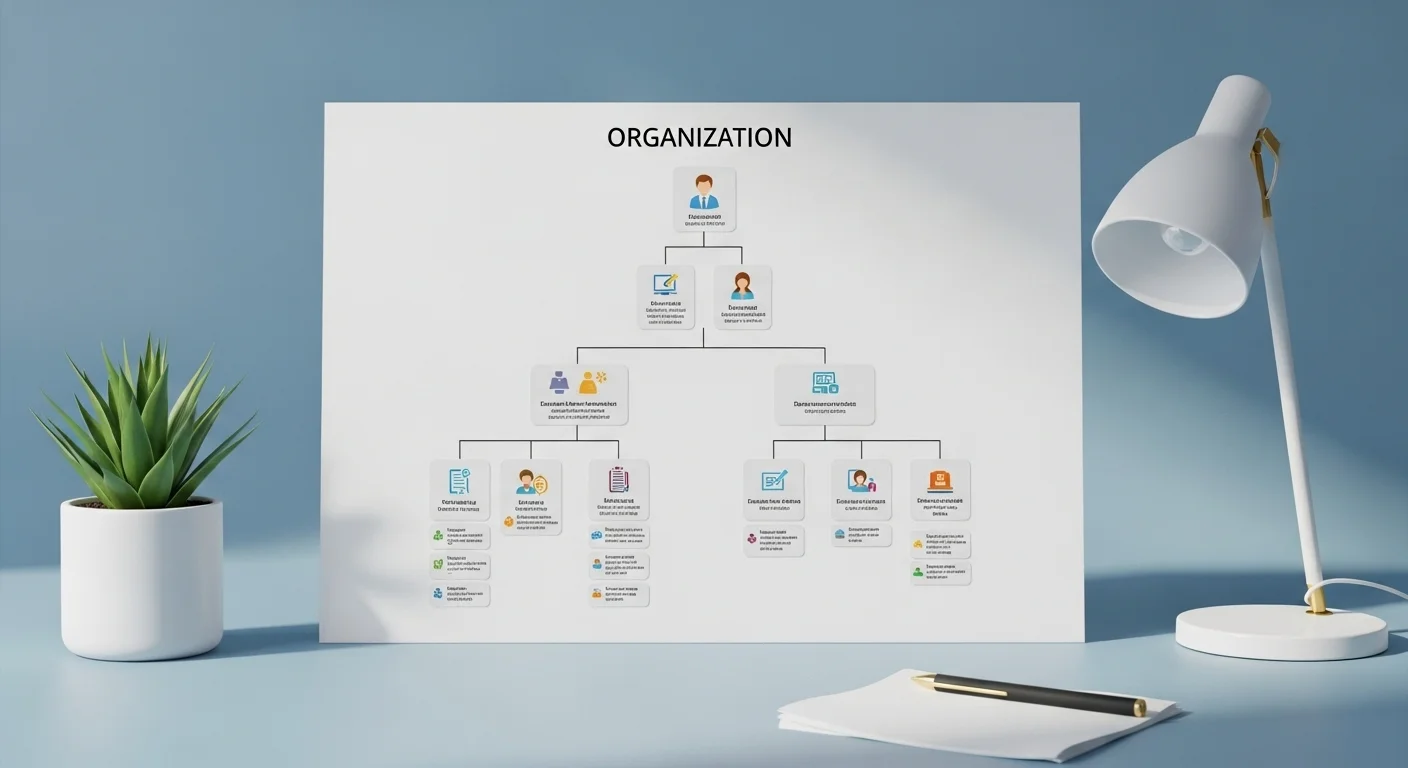 Explicación visual de qué significa y qué quiere decir Organizacion a través de un organigrama.
